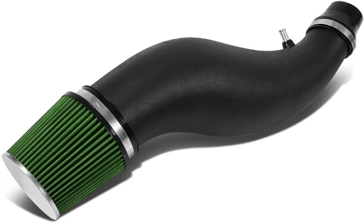 Black Flared Pipe Intake Induction System with Green Air Filter for Honda Civic 92-00 /Del Sol 93-97 EG EH EJ EM