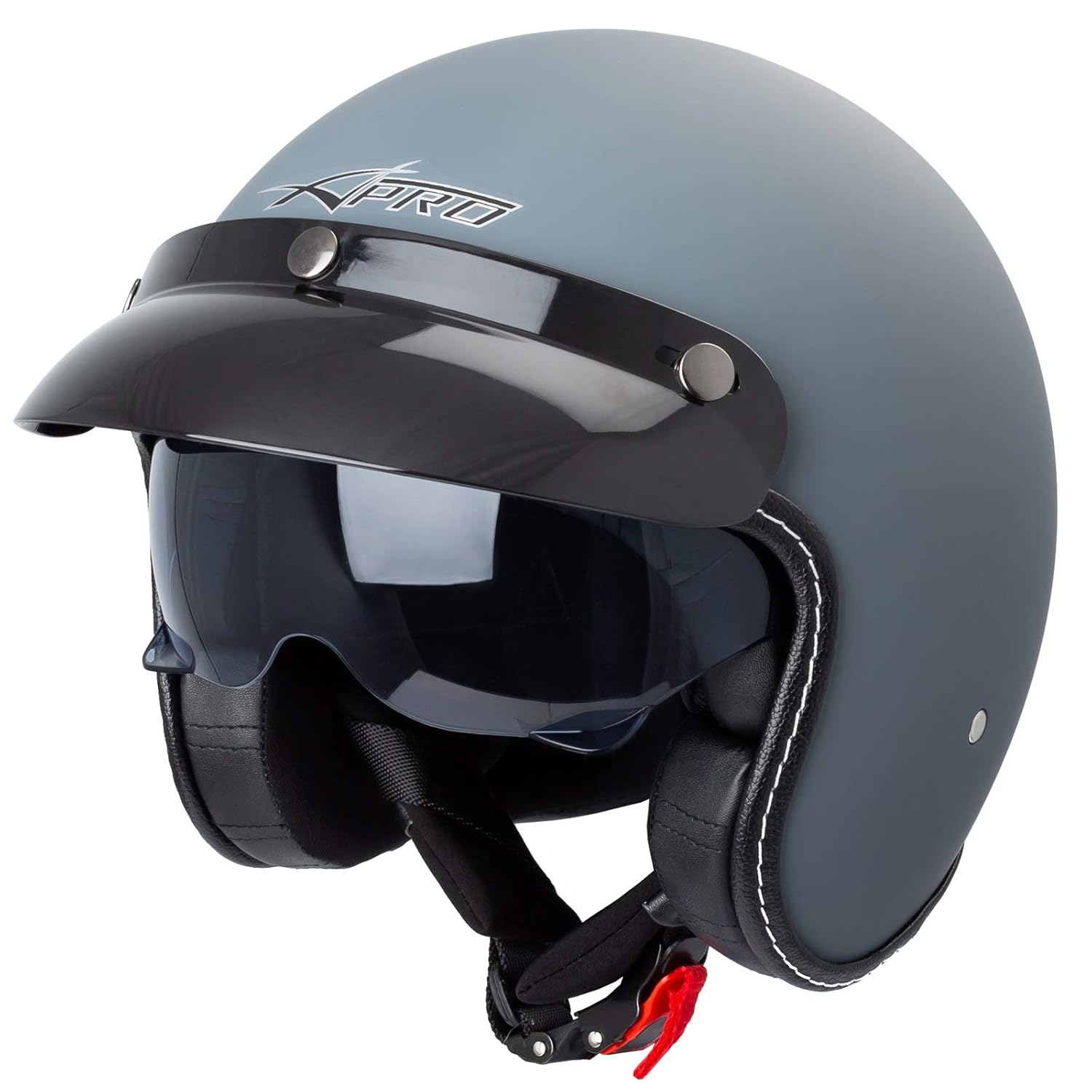 Casco Con Visiera Parasole A-PRO SRL Casco Moto Jet Cafe Racer Omologato ECE 22-06 Visiera Parasole Scooter Nero L, 8057639302816 Casco Omologato ECE 22-06