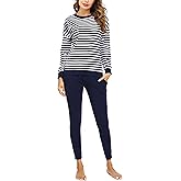 Soft Womens Pajama Sets Cotton Long Sleeve Pj Sets Comfy 2 Piece Sleepwear Cozy Loungewear Nightwear With Pockets