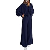 PRETTYGARDEN Women 2 Piece Outfits 2026 Spring Sweatsuits Crewneck Sweatshirt Wide Leg Sweatpants Lounge Sets Tracksuit