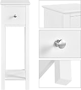 Yaheetech Wooden Slim Bedside Table Narrow Nightstand with Drawer White view 4
