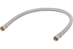 Eastman 24 Inch Flexible Faucet Connector Supply Line, 3/8 Inch x 3/8 Inch Compression Connection, Stainless Steel Braided Hose, 48076