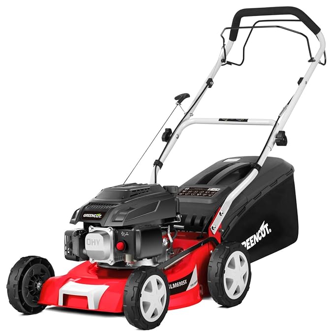 title=GREENCUT GLM690SX- Tagliaerba a Propulsione Automatica, Benzina, Rosso, 40 cm,
