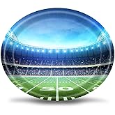 Aysimple 50 PCS Football Party Oval Paper Plates 12x10in Large Disposable Football Platters, Dish Tray for Sports Game Touchdown Dinner Party Tableware