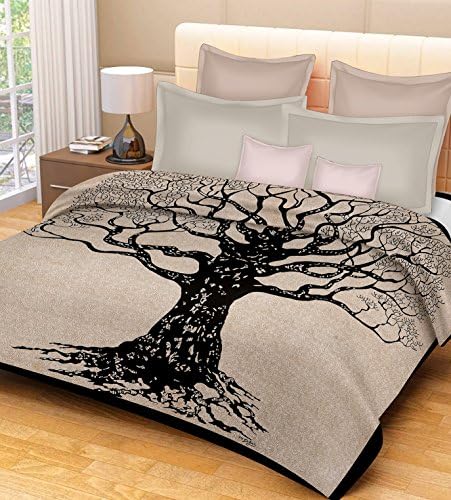 Pure Comfort India 120TC Tree of life Tapestry Wall hanging, Hippie Tapestry, Hippy Mandala Bohemian Tapestries, Wall Hanging Ethnic Decorative Tapestry- Black
