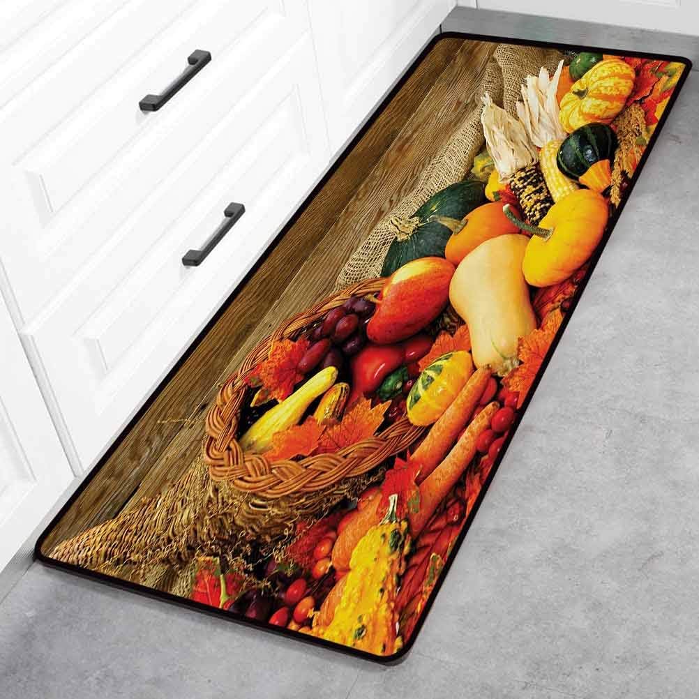 Harvest Bathroom Mats, Thanksgiving Related Foods Scattered on Wooden ...