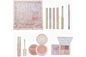 WASAIGGON Makeup Kit for Women 8 Pieces Makeup Sets, 4 Color Lipsticks& Eyeshadow, Eyebrow Pencil, Concealer, Blush Palette 8Pcs Gift Box Makeup Bundle Value Set