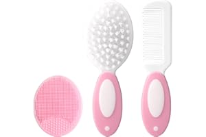 BLOOMLET BABY Baby Grooming Set，Baby Health Care Set Baby Brush Soft Bristles 3 Piece Baby Care Set Baby Hair Brush and Comb Set Baby Hair Brush Baby Comb Silicone Baby Cradle Cap Brush Set