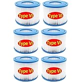 fishing port Pool Filter Cartridge for Lay-Z-Spa Type Ⅵ Filter Pump for Above Ground Pools, Hot Tubs Filter Compatible with Coleman SaluSpa 90352E 58323 Filter Pump,6 Pack