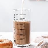 Hakefyna Cup With Measurements for Drinking,10 OZ Drinking Glass With Measurements for Milk,Juice,Milkshake, Vegetable, Coffee, Ice Cream,for Elderly, Beginners, Weight Loss