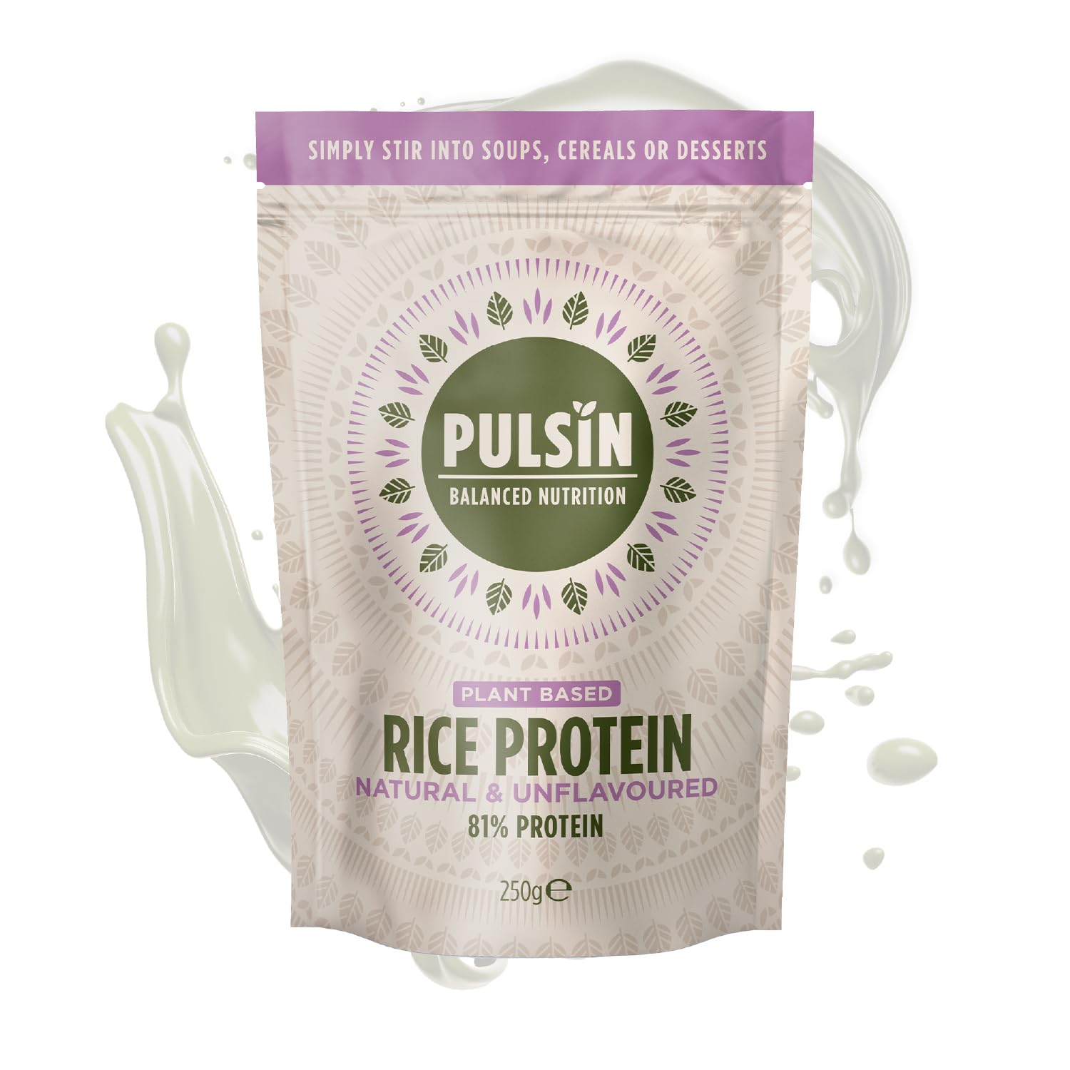 Pulsin - Natural & Unflavoured Vegan Rice Protein Powder - 250g - 8.1g Protein, 0.4g Carbs, 43 Kcal Per Serving - Low Carb, Gluten Free, Plant Based, Palm Oil Free & Dairy Free