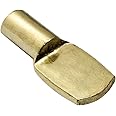100 Pack Rok Hardware Heavy Duty 1/4" (6.35mm) Shelf Pin Spoon Shaped Cabinet Support Pegs Holder, Metal, Brass Finish - ROKSP14B