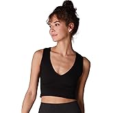 NIKIBIKI Women Seamless Plunge V-Neck Ribbed Crop Top, Made in U.S.A, One Size