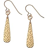 Damask Embossed Bronze Mini Teardrop Earrings