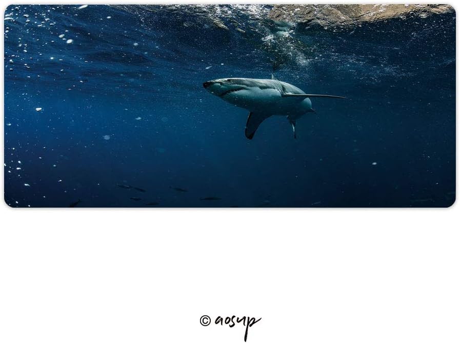 Homenon Thin Gaming Mouse Pad Great White Shark Underwater Photo in Open Water Large Thick Extended Mouse Mat Desk Pad for Keyboard, PC 35.4 x 15.7 inch NO-38020