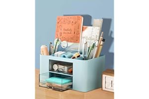 Organiseur de bureau transparent de grande capacité avec tiroirs – Boîte de rangement créative minimaliste pour bureau – Desi