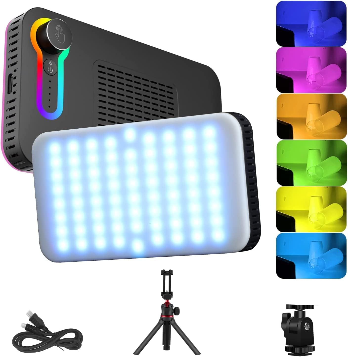 ORDRO SL120 RGB Video Light Kit with 152pcs LED Beads, CRI≥95, 2500-10000K, 3000mAh, 12 Light Effects, 360° Full Color Dimmable Led Camera Light with Adjustable Tripod Stand and Phone holder
