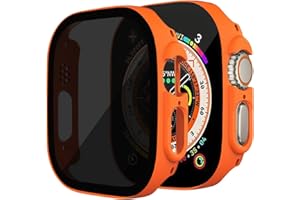 Gaostone 2 Pack for Apple Watch Ultra 2/Ultra 49mm Privacy Screen Protector Case,Hard PC,Scratchproof,[Anti-Peeping] 9H Tempered Glass Protective Cover for iWatch Ultra 2/Ultra, Orange