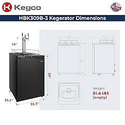 Kegco HBK309B-3 Kegerator, No Kegs, Black