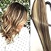 15inch Clip in Hair Extensions Brown with Blonde Highlighted Remy Silky Straight Human Hair Extensions Blonde Balayage 70g Thicken from Top to End 7Pcs