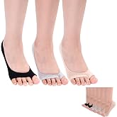 Flammi 3/6 Pairs Women Peep Toe Liner Socks No Show with Nonslip Heel Grip