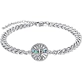 ANGSAU Holy Spirit Dove Bracelet Sterling Silver Sacred Heart Bracelets Jesus Christian Jewelry Gift for Men Women