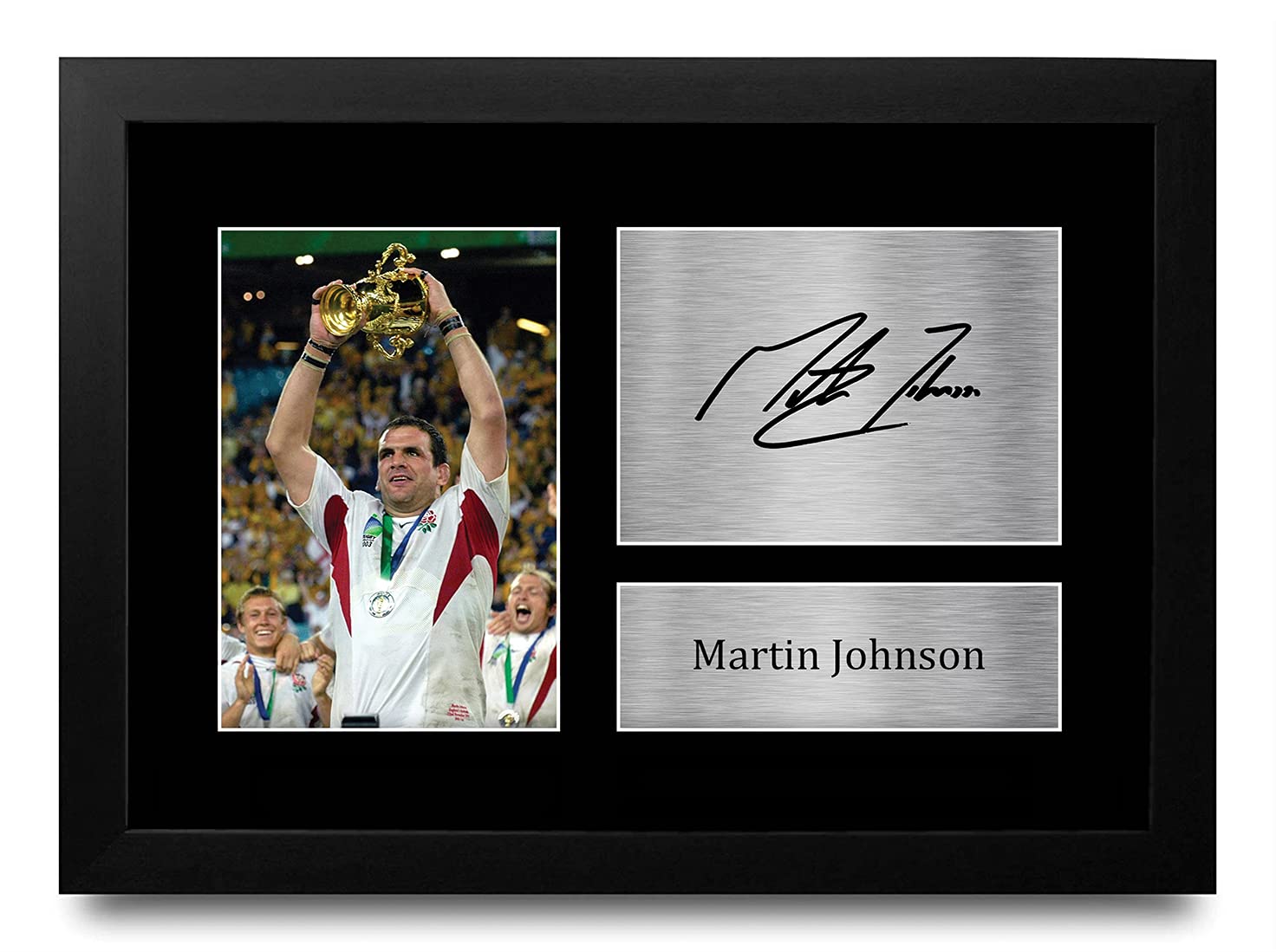 HWC Trading FR Martin Johnson England Gifts Printed Signed Autograph Picture for Rugby Union Fans - A4 Framed