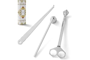 PATOISE 3-in-1 Candle Accessory Set, Wick Trimmer, Candle Snuffer, Wick Spoon, Stainless Steel Material Perfect for Candle Lovers (Silver)