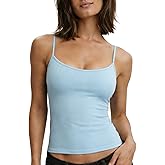 CHANGEZOE Women's Braless Tank Top Fitted Spaghetti Strap Cami for Going Out Workouts Y2K Cute Basic Top