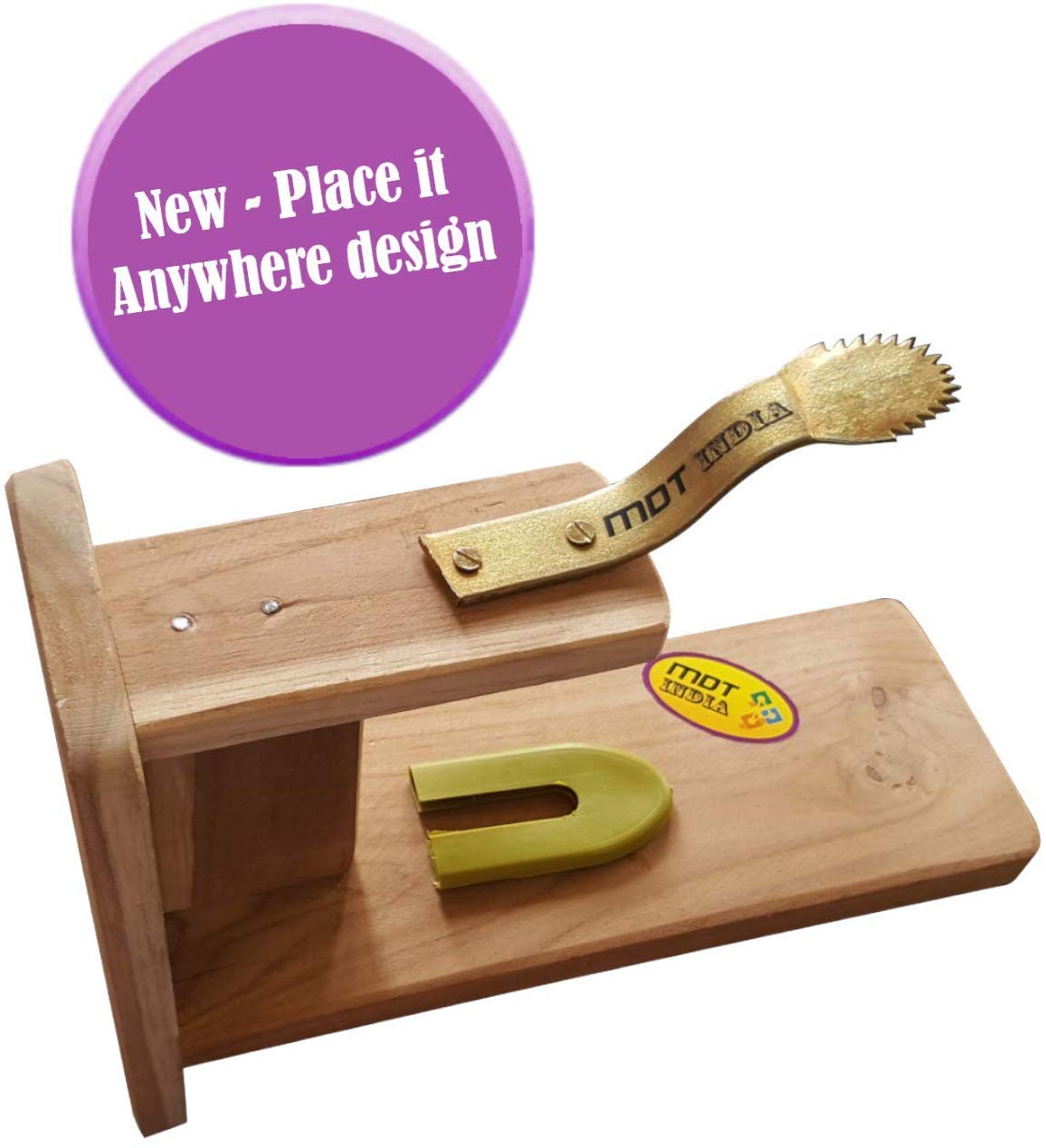 MDT India Table Top Teak Wooden Coconut Scraper Grater Shredder Movable