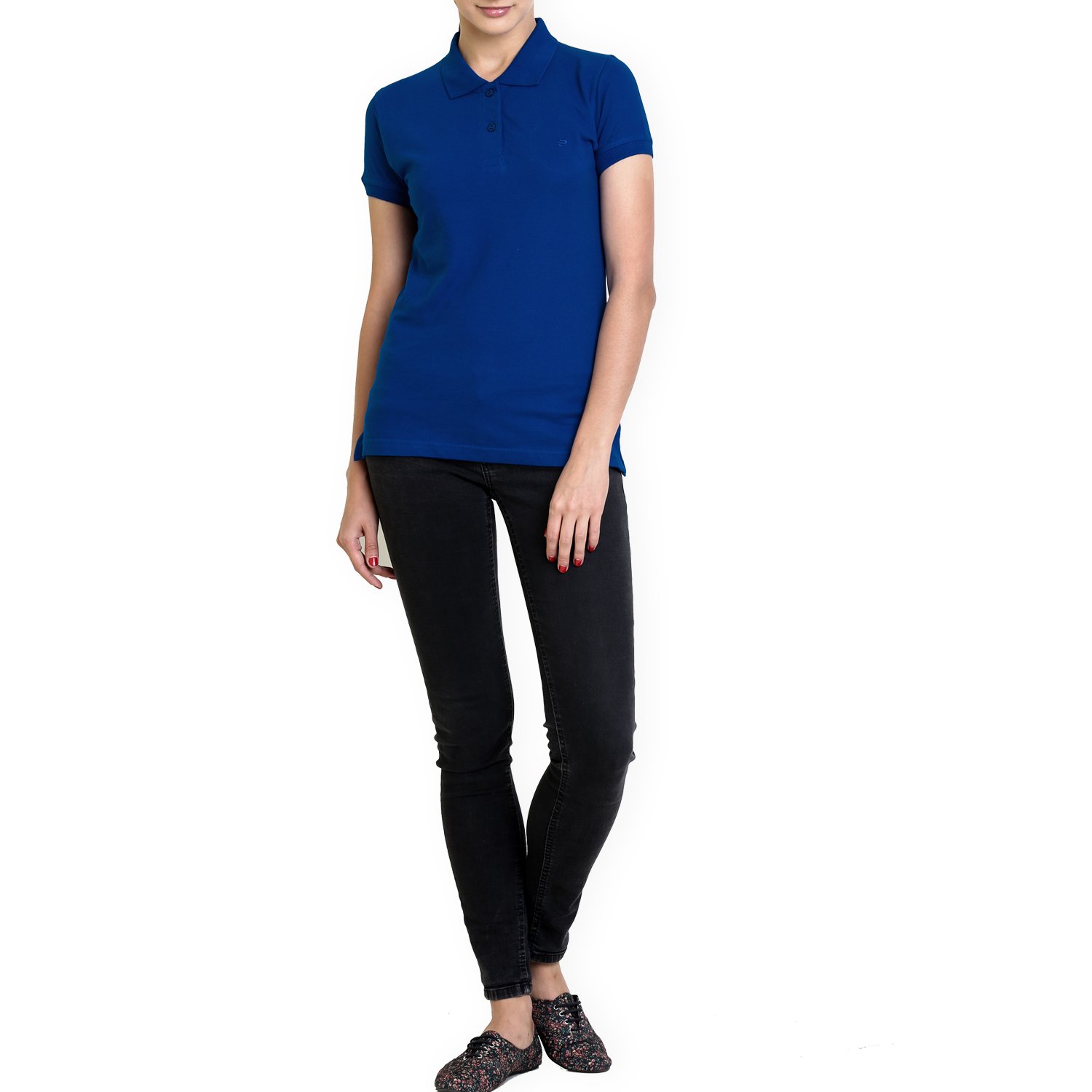 polo nation women's cotton polo t-shirt (royal blue)