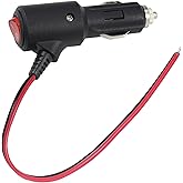 12Volt Replacement Cigarette Lighter Male Plug with On Off Switch - 1FT 12V Fused 15amp Cigarette Male Plug with 16gauge Lead