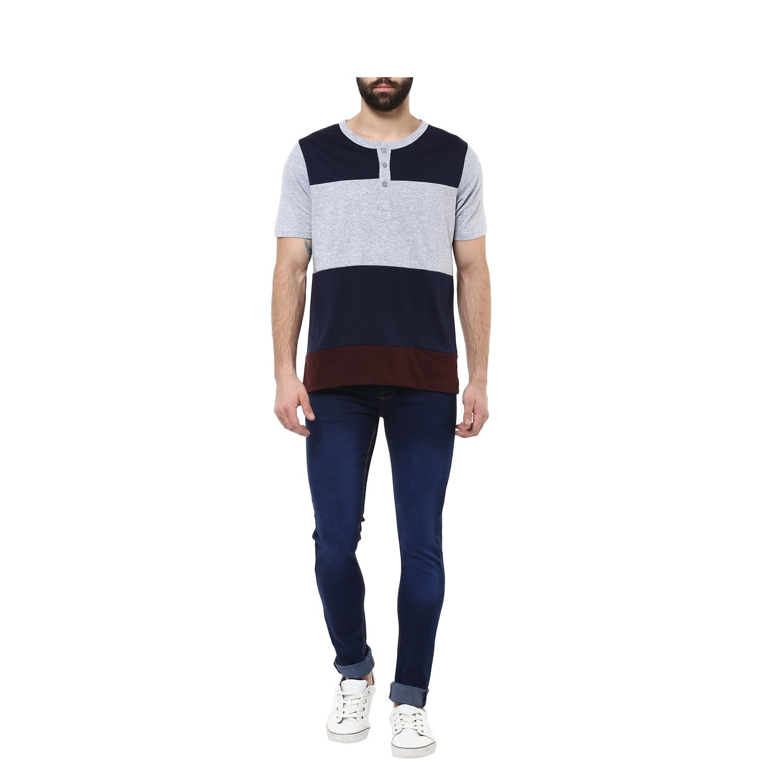 urbano fashion men's blue slim fit stretch jeans