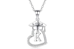 YESTEEL Graduation Gifts for Her, Class of 2024 High School College Graduation Gifts for Daughter Best Friends, Silver Cubic Zirconia Initial Heart Graduation Necklaces for Women Girls Jewelry