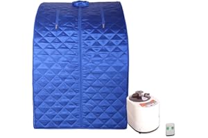 Smartmak Portable Steam Sauna, Personal Full Body Spa Tent at Home, 2L Steamer Machine with Remote Control, Includes Herb Box (US Plug) - Blue