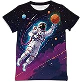Ainuno Graphic Tees for Boys Girls Kids 7-14Y, Summer Short Sleeve T Shirt Cool 3D Print