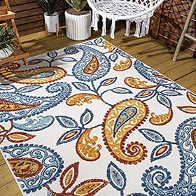 JONATHAN Y AMC102B-4 Julien Paisley High-Low Indoor Outdoor Area-Rug Bohemian Floral Easy-Cleaning High Traffic Bedroom… 61WEVE8Td7L