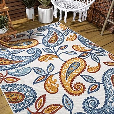 JONATHAN Y AMC102B-4 Julien Paisley High-Low Indoor Outdoor Area-Rug Bohemian Floral Easy-Cleaning High Traffic Bedroom… 61WEVE8Td7L