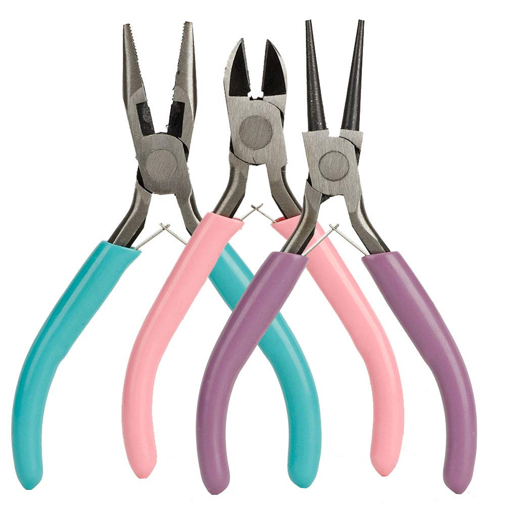 3Pcs Jewelry Making Pliers, Jewelry Pliers Tool Set Includes Pliers Cutting Pliers and Wire Cutters for Jewelry for Beading Repair Making Supplies