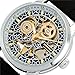 Gute Luxury Steampunk Bling Automatic Mechanical Wristwatch Golden Bezel Minimalist Stainless Steel (G-Black-Silver)