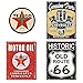 DE Sign Metal Signs for Garage Bundle - Texaco Logo Round, Chevrolet Genuine Parts, Texaco Motor Oil, Historic Old Route 66