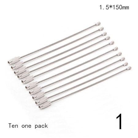 Sunsline 10PCS EDC Drahtseil Schlüsselanhänger Edelstahldraht Schlüsselanhänger Anhänger Schleife (2.0 X 150mm)