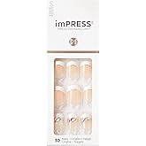 KISS imPRESS Press-On Manicure, Believe, Short Length Square, with PureFit Technology, Includes Prep Pad, Mini File, Cuticle 