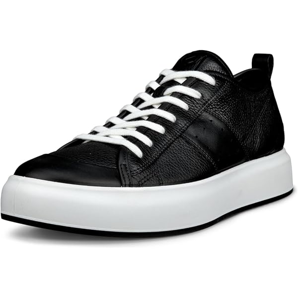 Amazon.com | ECCO Men's Street Court Lace Sneaker, Black/White, 5
