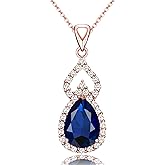 LMXXVJ Necklace Pendant for Women,Teardrop Necklace Birthstone Necklace Pendant Jewelry Anniversary/Birthday Gift for Mom Wife Friend,18" + 2"