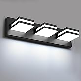 IZORRO LED Modern Bathroom Lights Fixtures(3-Light,Dimmable),Matte Black Acrylic Wall Lighting,Vanity Lights for Bathroom Over Mirror - 6000k 16In （No Assembly Required）