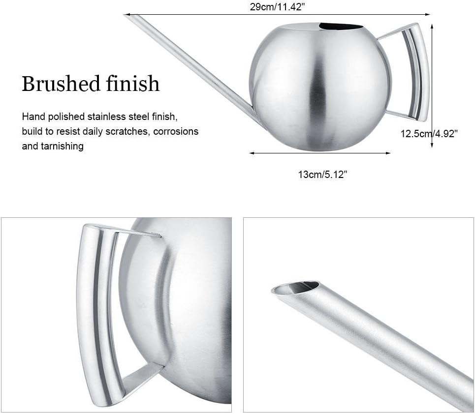 1000ML Stainless Steel Watering Can with Long Spout Round Ball Sprinkler for Garden Plants Flowers Home Use - Image 5