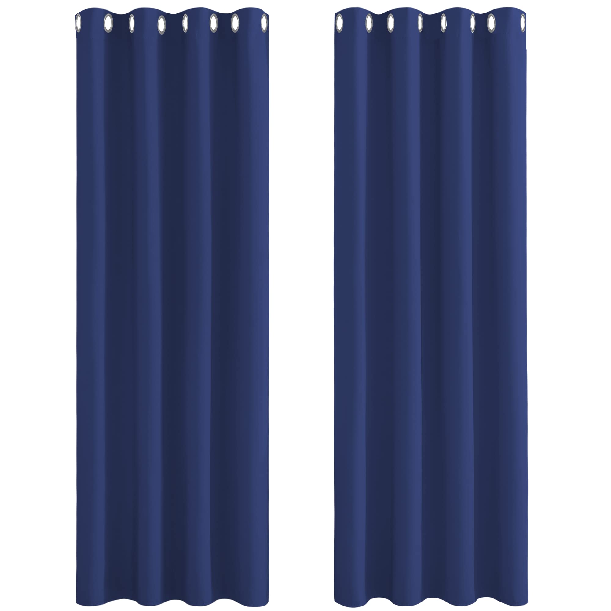 PONY DANCE Blue Blackout Curtains - Extra Long 90 Inch Thermal Insulated Curtain & Drapes for Block Light Living Room Drapery for Boys, 2 Panels, 46 Inch Wide by 90 Inch Drop, Blue — image 1