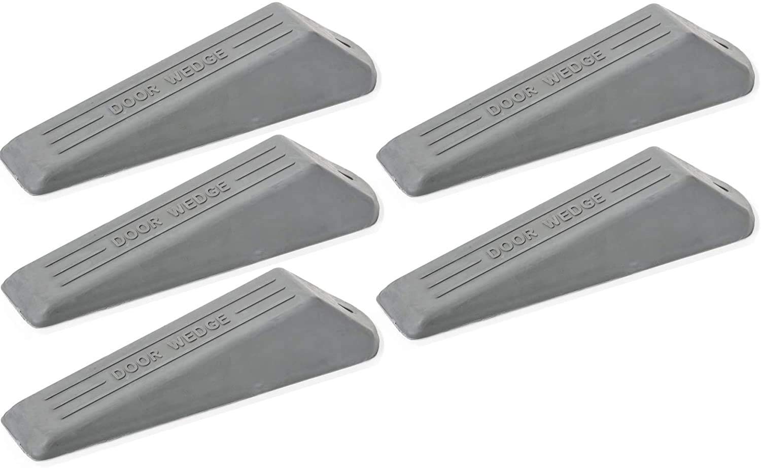 IRONZONE® 5 Pack Door Wedge, Heavy Duty Rubber Door Wedge, Non-Slip Door Jammer, Door Wedge Stopper Ideal for Homes, Offices and Work Shops (Grey, Pack of 5).