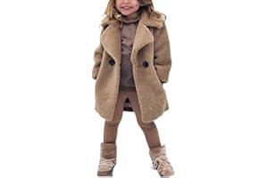 rrhss Baby Girls Faux Fur Teddy Long Coat Toddler Kids Winter Fleece Jacket Warm Outwear Clothes